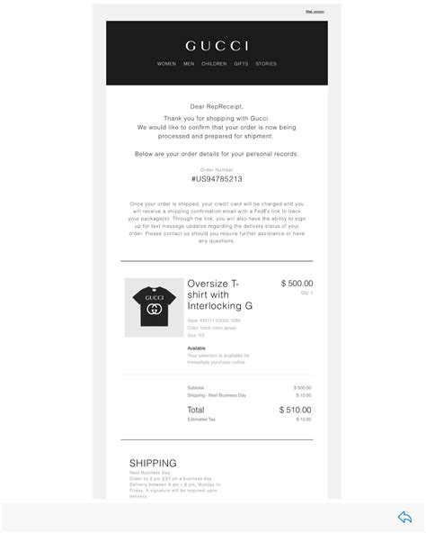 gucci online return policy|Gucci online receipt.